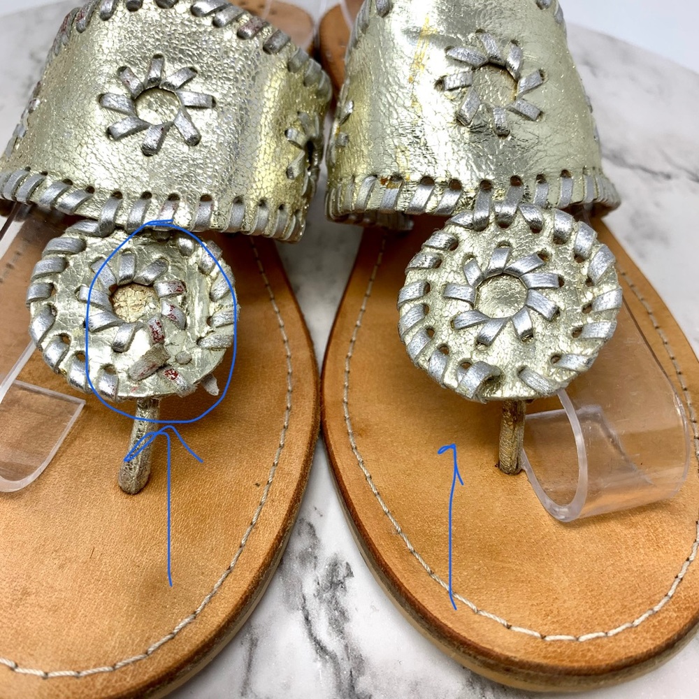 Medici Medallion Whip-Stitch Sandal 37 Metallic Bohemian Southern Belle Preppy - Picture 8 of 12
